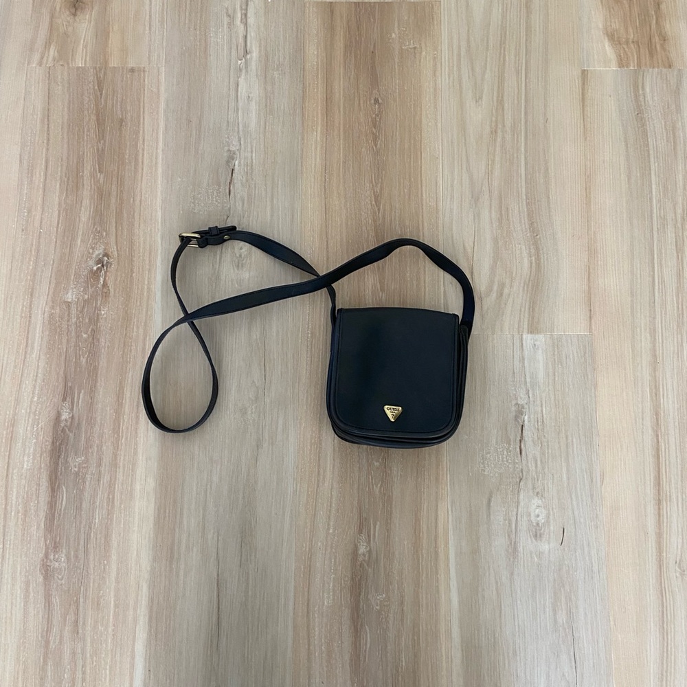 Guess Black Crossbody Bag with Gold Accent